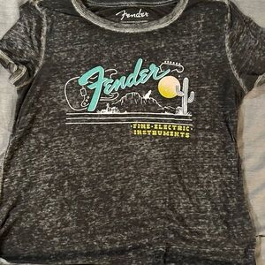 Fender Maurices Black Heather Tee with Teal and Yellow Graphic T-Shirt